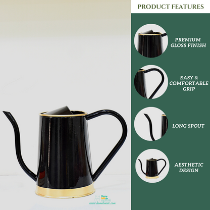 Enameled Metal Water Canister | 1.5 Liters for Indoor & Outdoor | Home & Garden | Black