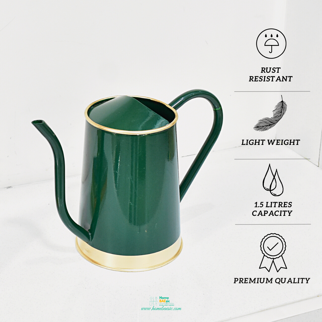 Enameled Metal Water Canister | 1.5 Liters for Indoor & Outdoor | Home & Garden | Green