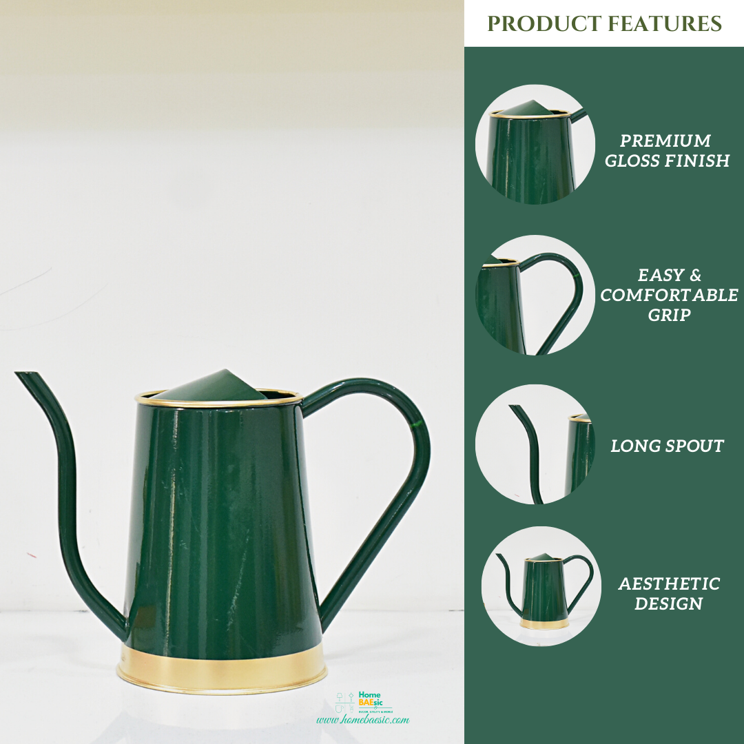 Enameled Metal Water Canister | 1.5 Liters for Indoor & Outdoor | Home & Garden | Green