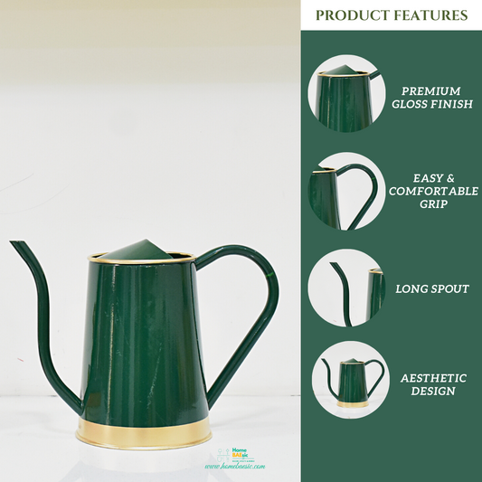 Enameled Metal Water Canister | 1.5 Liters for Indoor & Outdoor | Home & Garden | Green