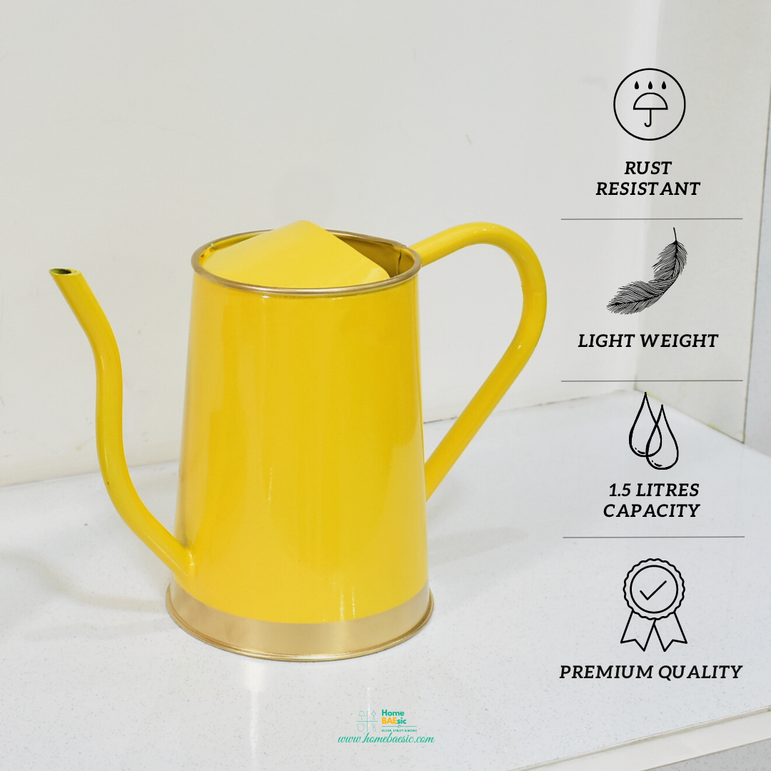 Enameled Metal Water Canister | 1.5 Liters for Indoor & Outdoor | Home & Garden | Yellow