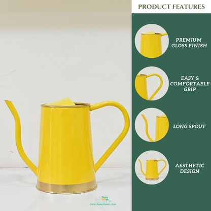 Enameled Metal Water Canister | 1.5 Liters for Indoor & Outdoor | Home & Garden | Yellow