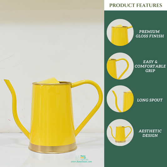 Enameled Metal Water Canister | 1.5 Liters for Indoor & Outdoor | Home & Garden | Yellow