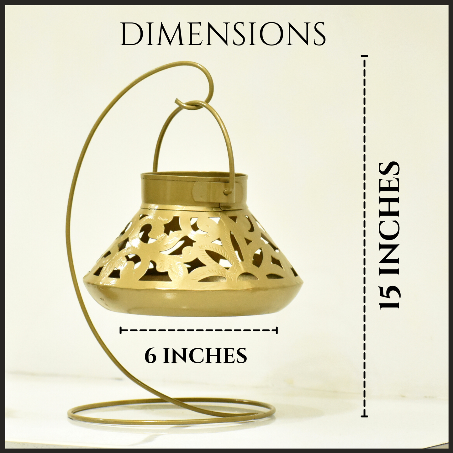 Handcrafted Jali Design Metal Tealight Lantern For Home Decor - Golden Bronze