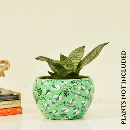 Green Blossom Indoor Metal Planter With Metal Stand | Home & Garden | 6 Inches | Home BAEsic