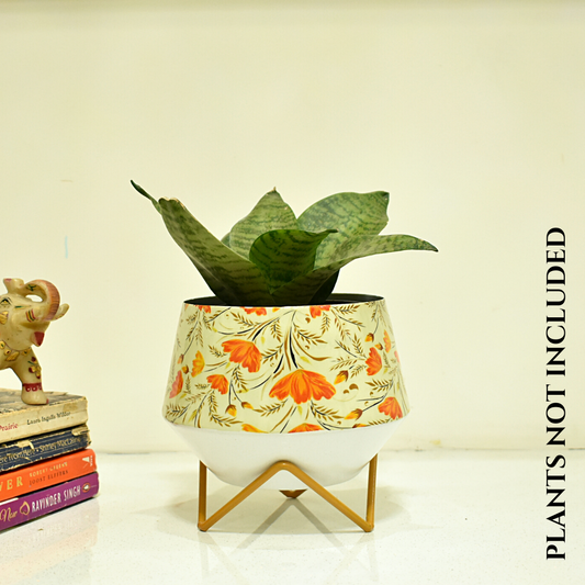 Home BAEsic Happy Poppy 5 Inches Indoor Designer & Decorative Planter with stand for Home & Garden 
