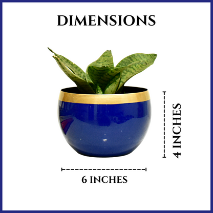 Indigo Gold Indoor Metal Planter With Metal Stand | Home & Garden | 6 Inches