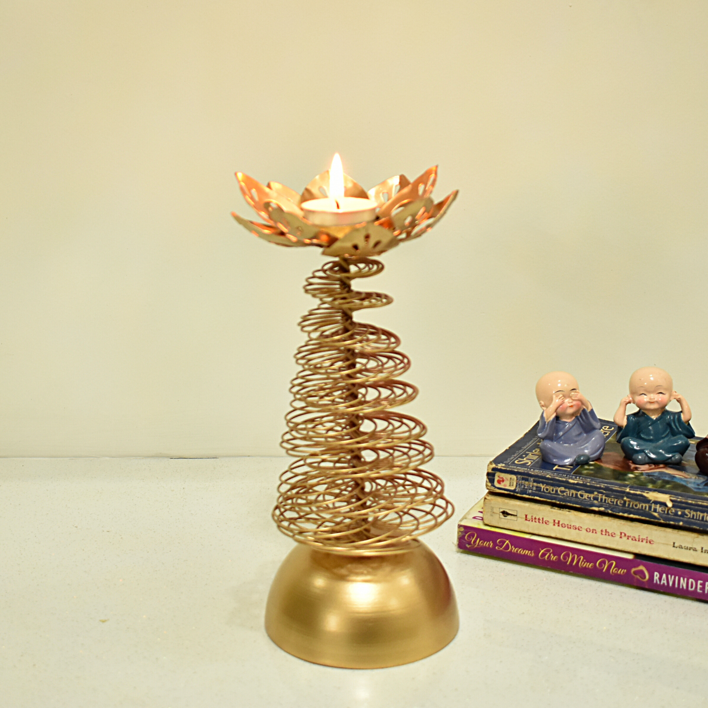 Lotus Shape Tealight Candle Stand For Indoor & Outdoor Home Decor - Rose Gold