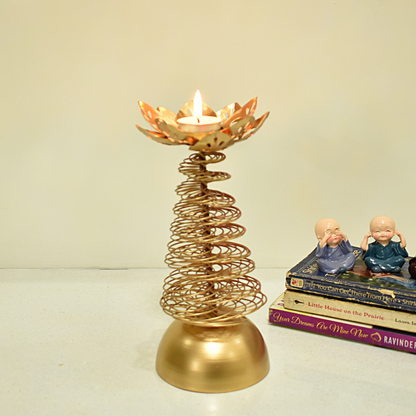 Lotus Shape Tealight Candle Stand For Indoor & Outdoor Home Decor - Rose Gold