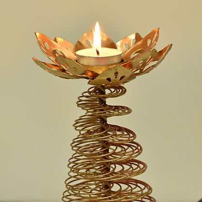 Lotus Shape Tealight Candle Stand For Indoor & Outdoor Home Decor - Rose Gold