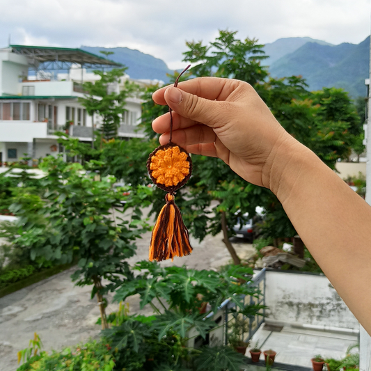 Handmade Amigurumi Crochet Mini Dreamcatcher Tassel | Brown | Home BAEsic