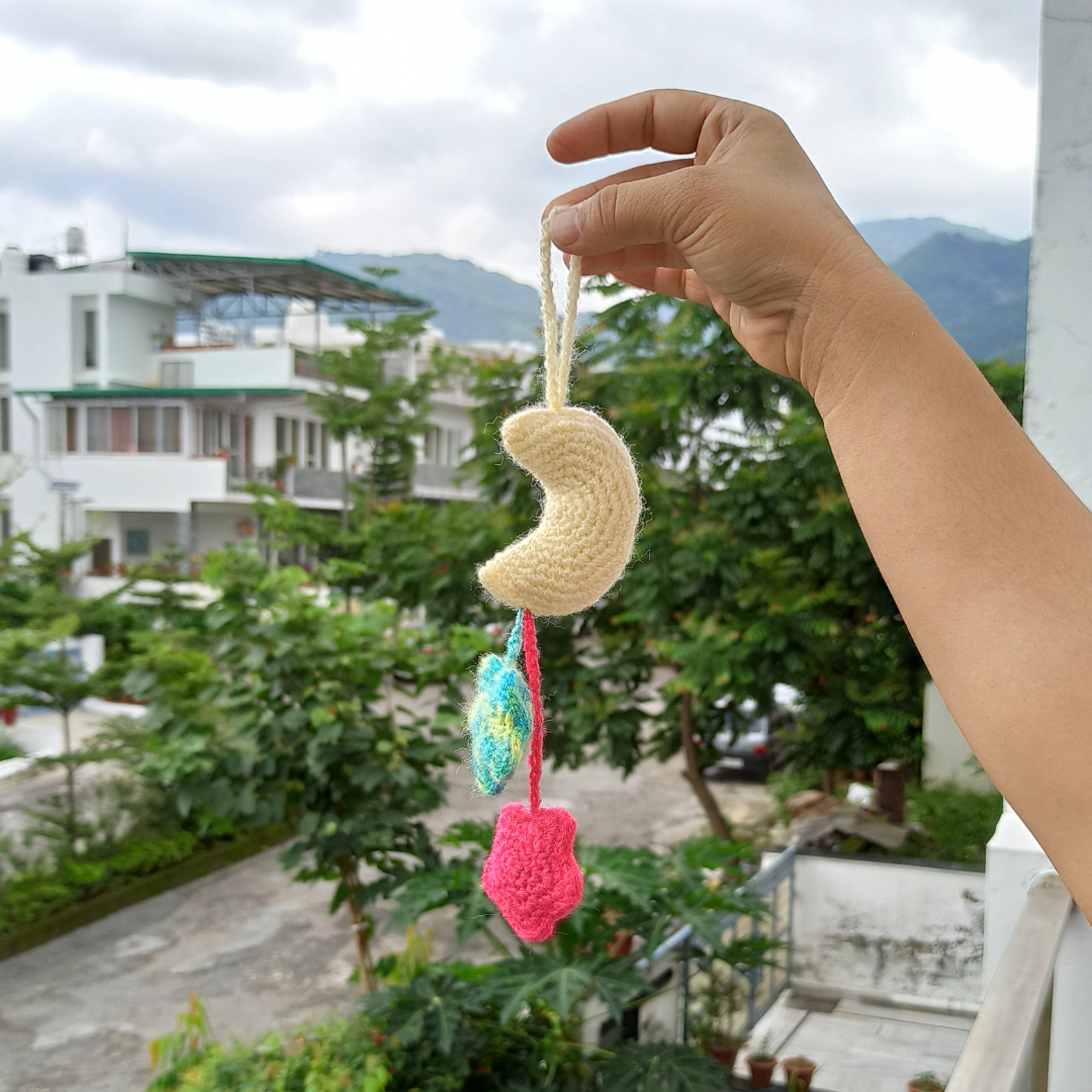Handmade Amigurumi Crochet Moon & Stars Shape Tassel | Home BAEsic