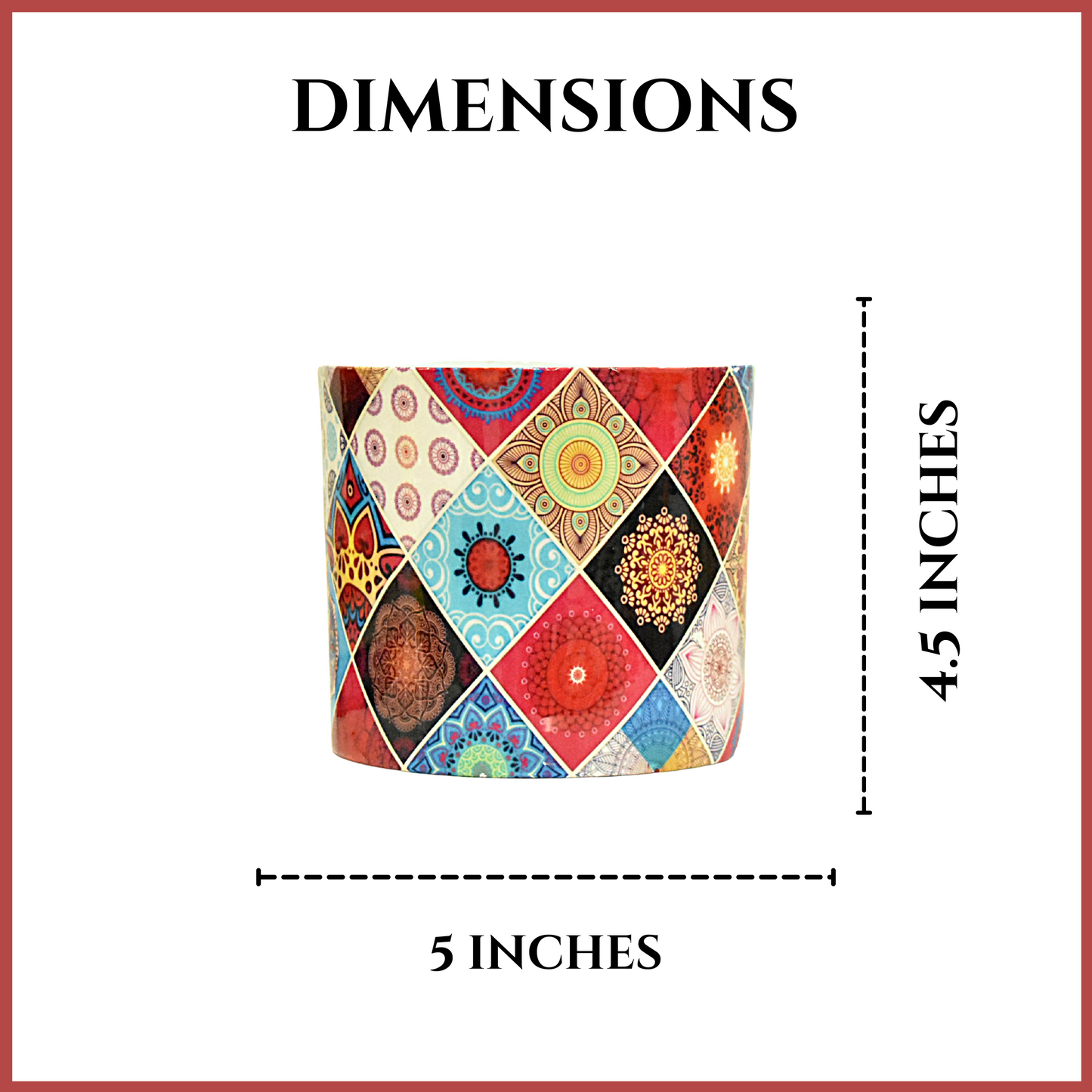 Multicolor Motif Design Metal Pot With Metal Stand | Home & Garden | 5 Inches