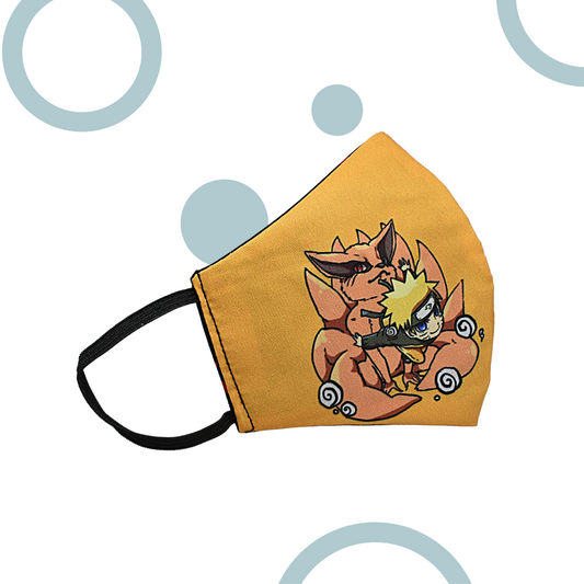 Naruto & Pokemon Cotton Mask For Kids ( 5 Years & Above) - Unisex - Reusable & Washable (PACK OF 3)  - Amber Yellow