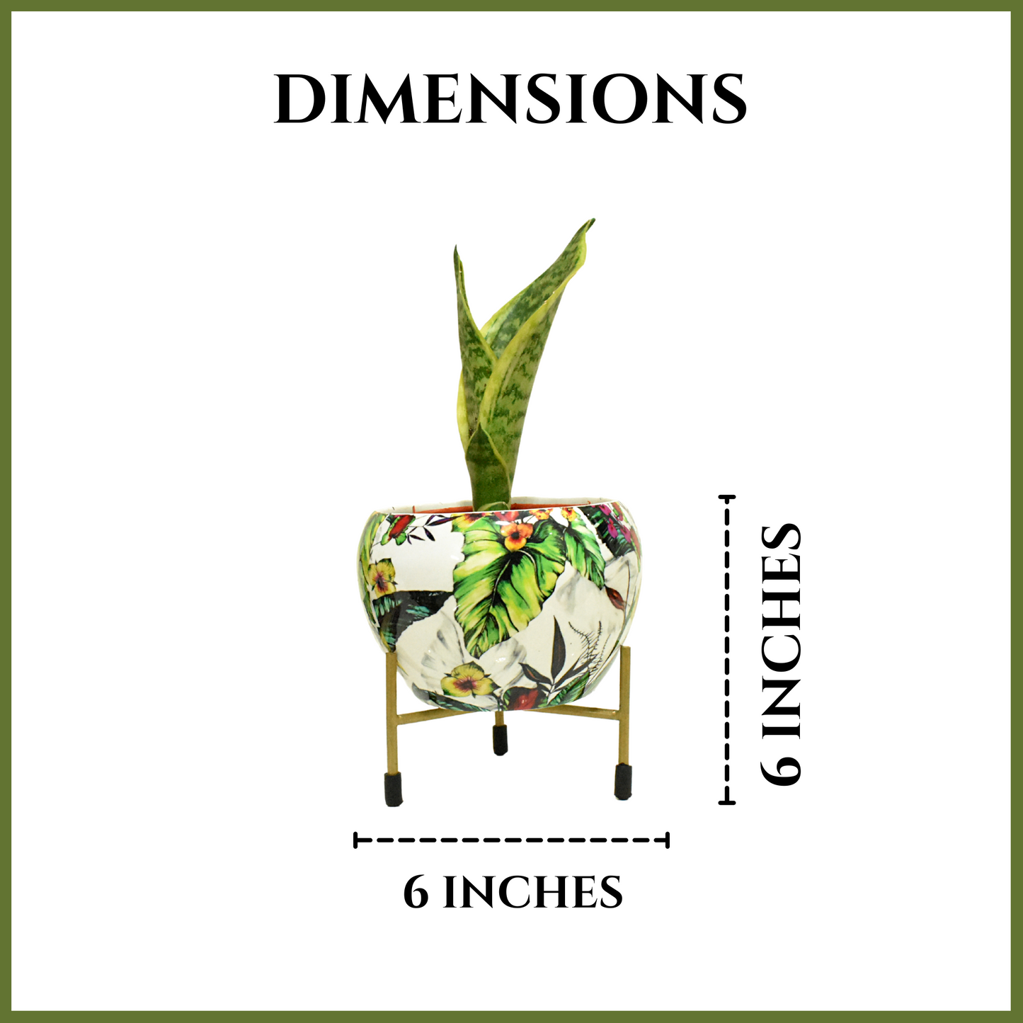 Floral Paradise Design Metal Pot With Metal Stand | Home & Garden | 6 Inches