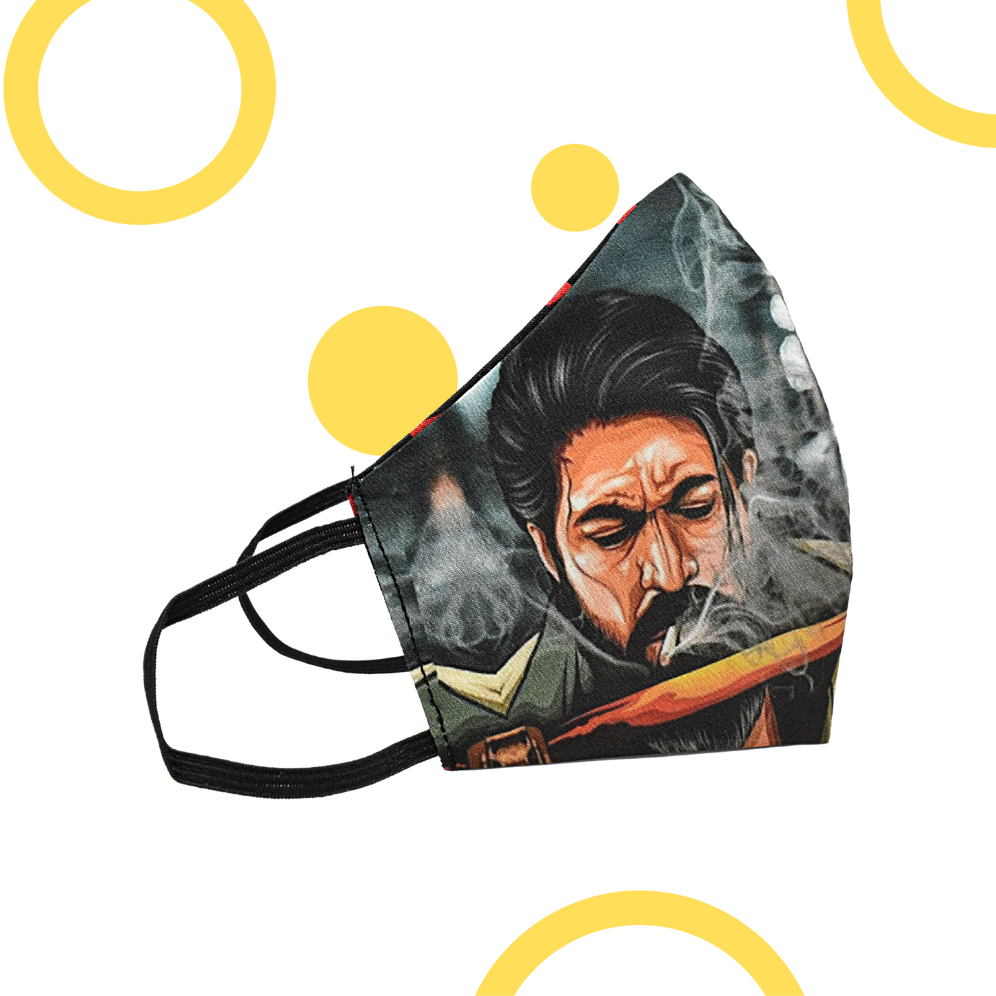 Rocky Bhai Mask With Ear Mount Elastic Loops - Unisex - Reusable & Washable (PACK OF 2) SIZE LARGE