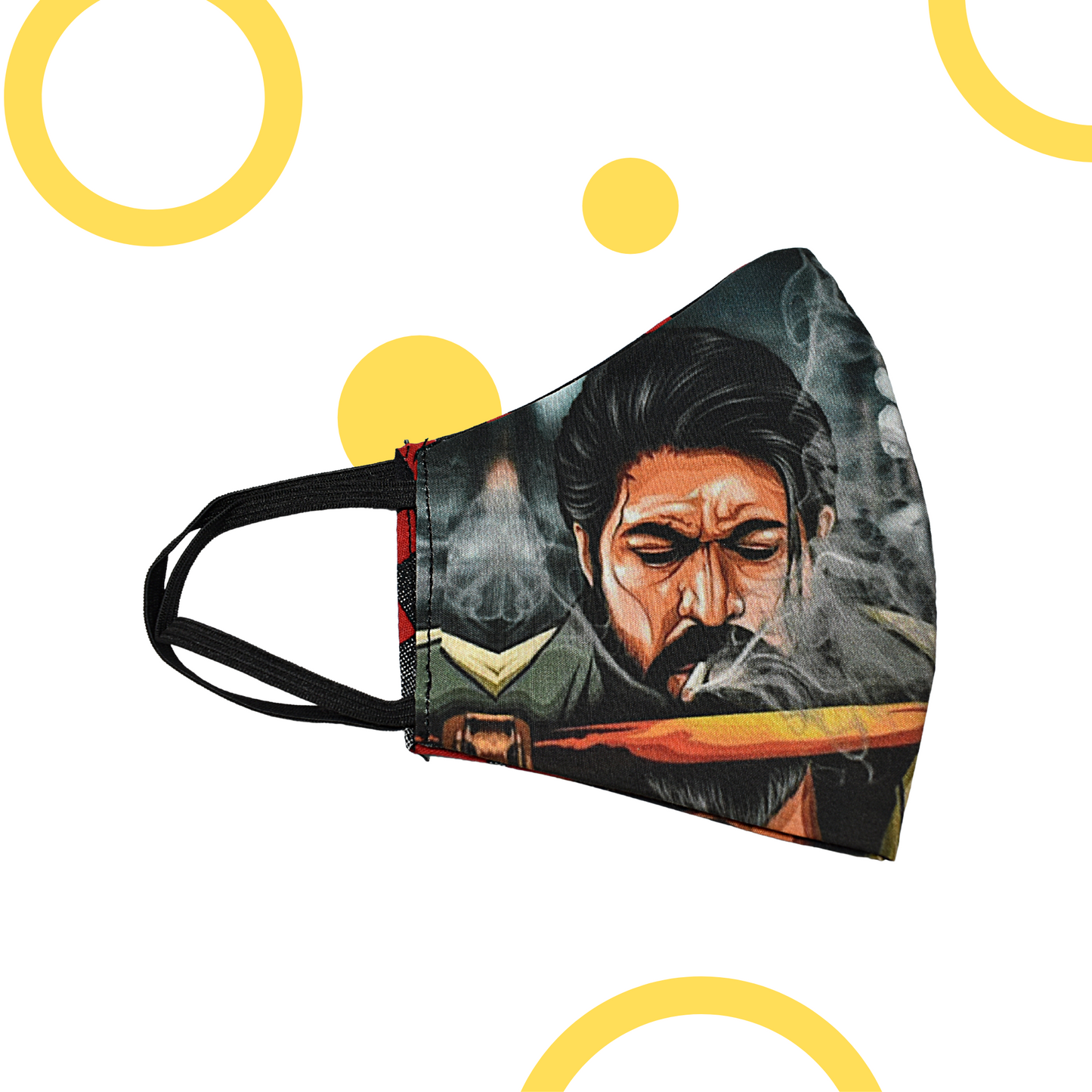Rocky Bhai Mask With Ear Mount Elastic Loops - Unisex - Reusable & Washable (PACK OF 2) SIZE LARGE