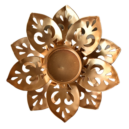 Lotus Shape Tealight Candle Stand For Indoor & Outdoor Home Decor - Rose Gold
