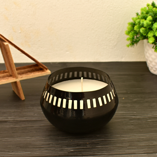 Black Metal Bowl Scented Candle