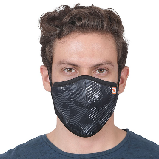 Wildcraft SUPERMASK W95+ Reusable Outdoor Respirator With Neckband - SIZE LARGE- SUBLIMATION TRIZI BLACK (PACK OF 3)