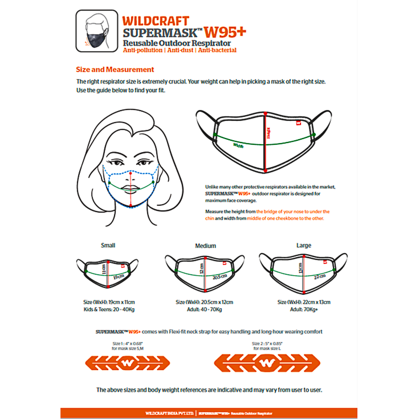 Wildcraft SUPERMASK W95+ Reusable Outdoor Respirator With Neckband - SIZE LARGE- SUBLIMATION TRIZI BLACK (PACK OF 3)