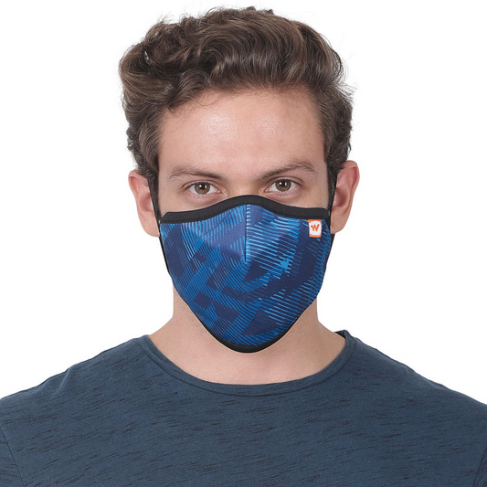 Wildcraft SUPERMASK W95+ Reusable Outdoor Respirator With Neckband - SIZE LARGE - SUBLIMATION TRIZI BLUE (PACK OF 3)