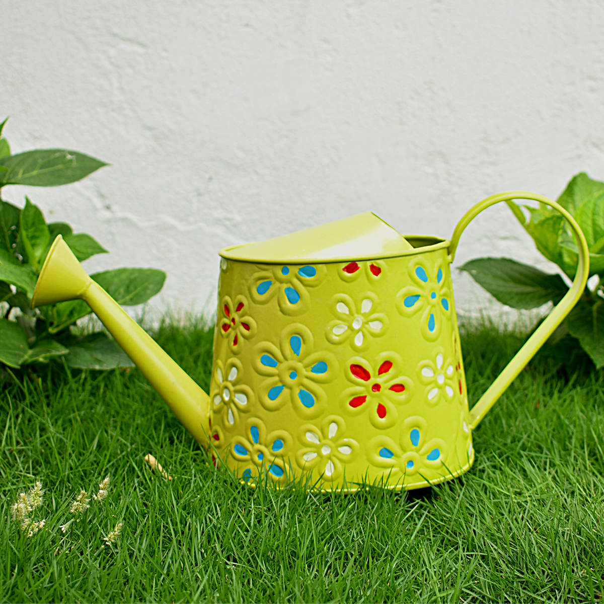 Metal Watering Canister for Home & Garden - Green (2.5 Liters)