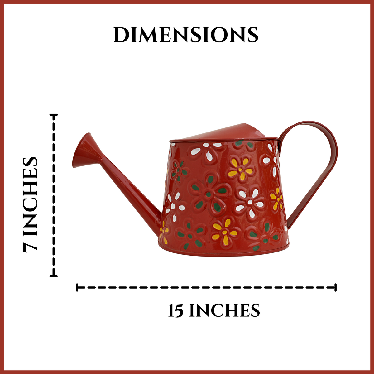 Metal Watering Canister for Home & Garden - Red (2.5 Liters)