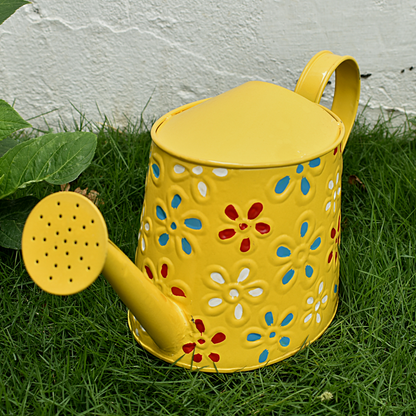 Metal Watering Canister for Home & Garden - Yellow (2.5 Liters)