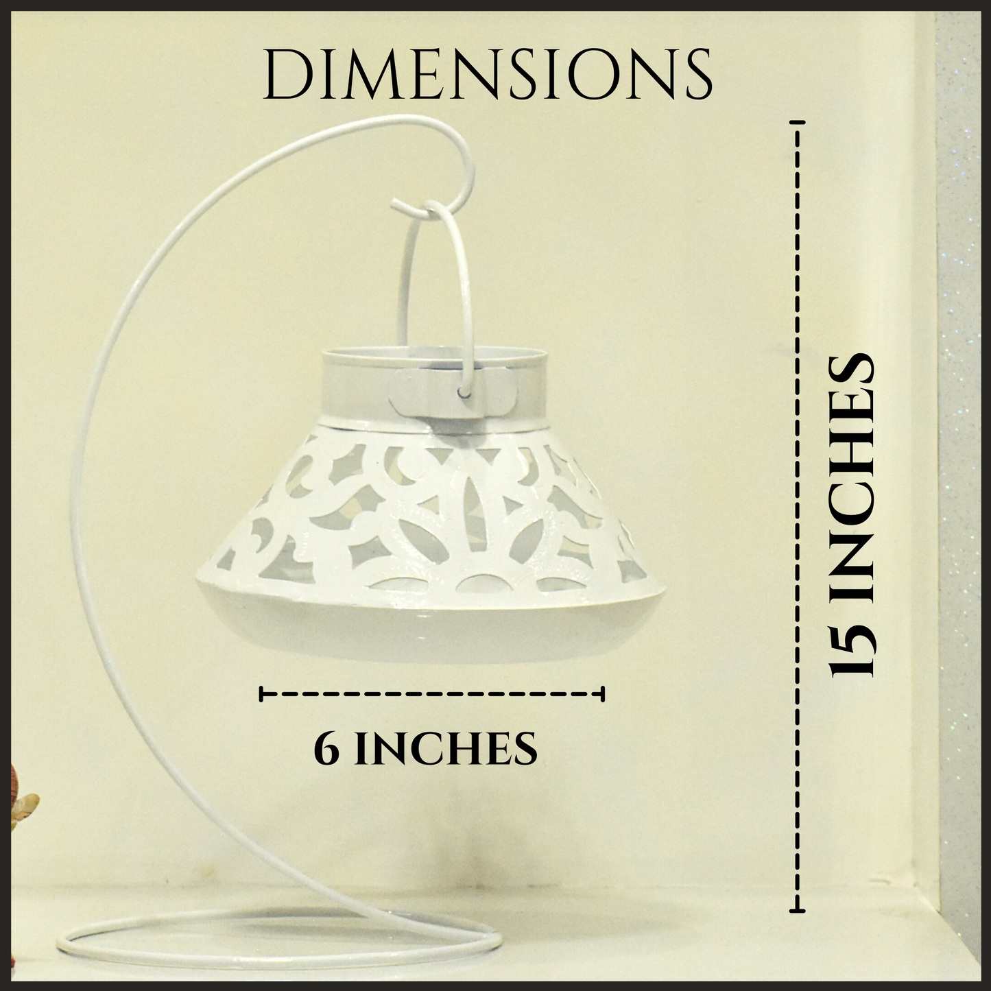 Handcrafted Jali Design Metal Tealight Lantern For Home Decor - Pearl White